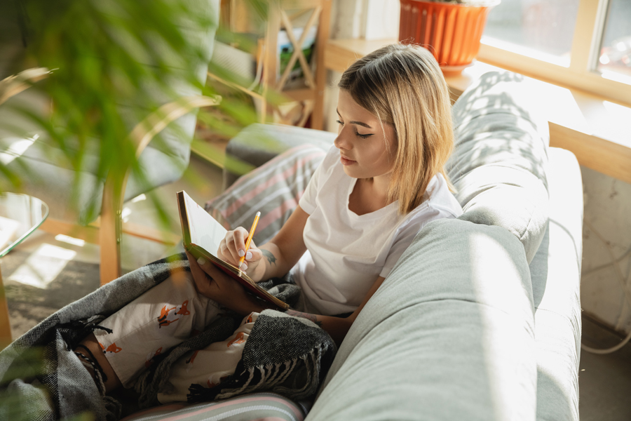 Woman on couch